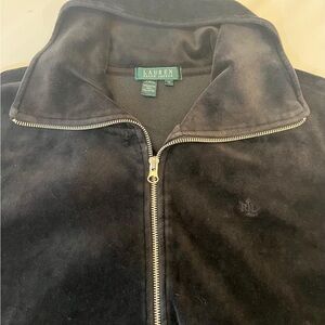 Lauren Ralph Lauren Black Velvet Zip-Front Shirt Jacket